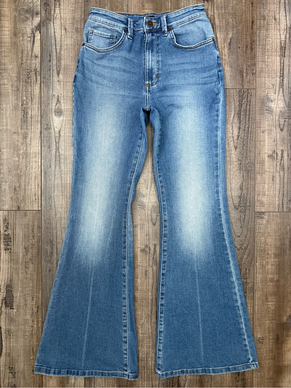 Lee  Blue High-Rise Flare Jeans for Women